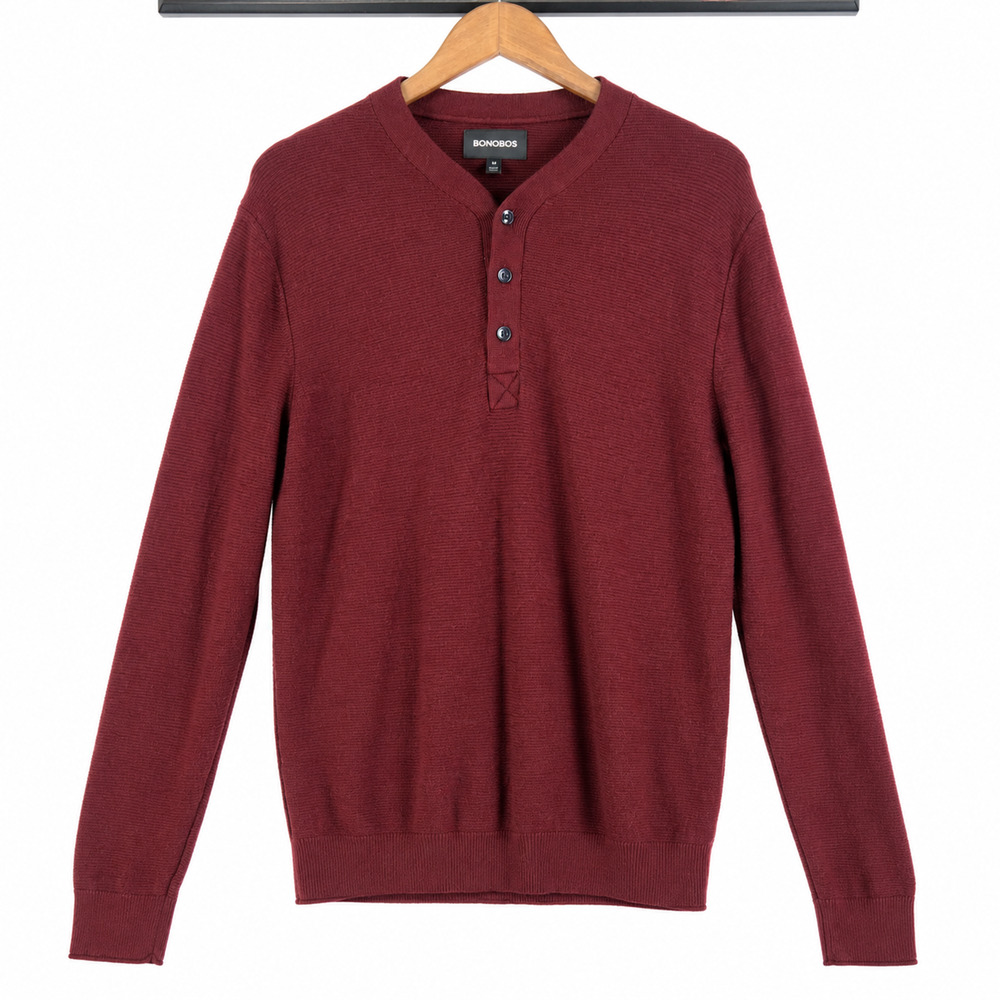 Bonobos 100% Merino Wool Pullover Size Large Slim Fit Preppy